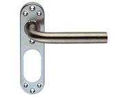 Eurospec Stainless Steel Straight Lever On Inner Backplate, Satin Stainless Steel - CSLP1191 (sold in pairs)